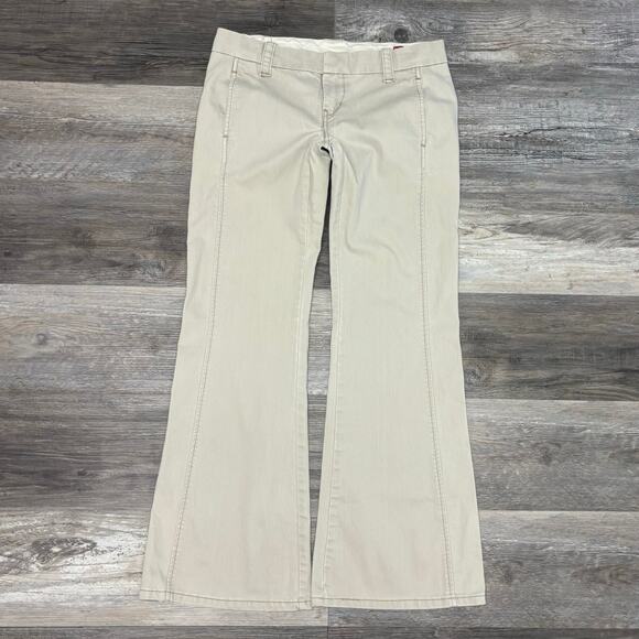 Vintage Y2K Levis Cream Womens JR 7 Low Rise Stretch Flared Bell Bottom Jeans - Picture 2 of 11